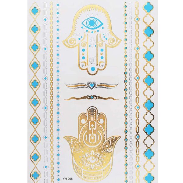 S.A.V.I 3D Temporary Tattoo Metallic Sticker, 21X15Cm, Gold, 2 G