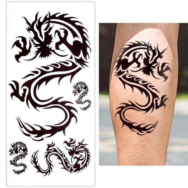 S.A.V.I 3D Temporary Tattoo Sticker Beautiful Black Colour Tribal Totem Cross Heart Popular Design Size 19x9 Cm - 1pc. (179-2)