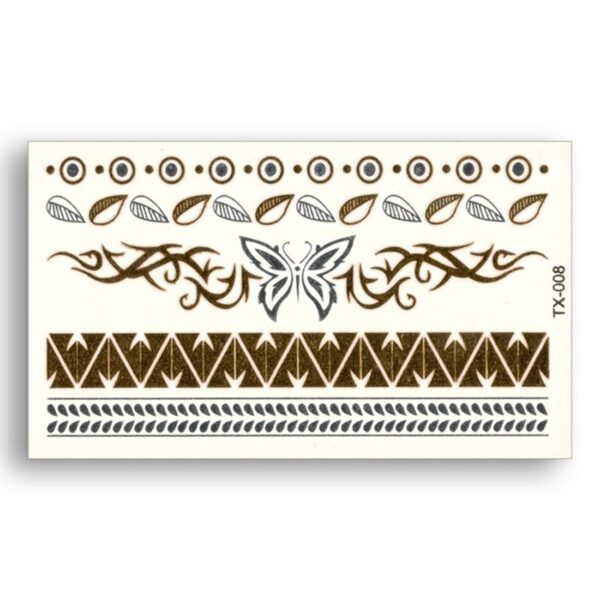 S.A.V.I 3D Temporary Tattoo Golden And Silver Metallic Sticker Butterfly Design Size 10.5x6CM - 1PC.