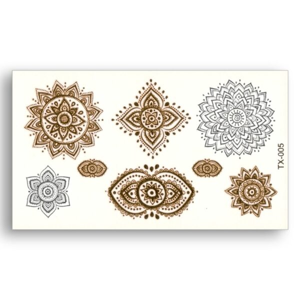 S.A.V.I 3D Temporary Tattoo Golden and Silver Metallic Sticker Design Size 10.5x6cm - 1pc. (5), Gold, 4 g