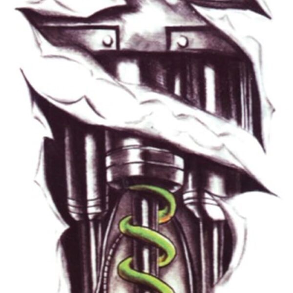 S.A.V.I Temporary Tattoo For Girls Men Women 3D Robot Arm Sticker Size 19x12cm - 1pc. (602), Black, 4 g