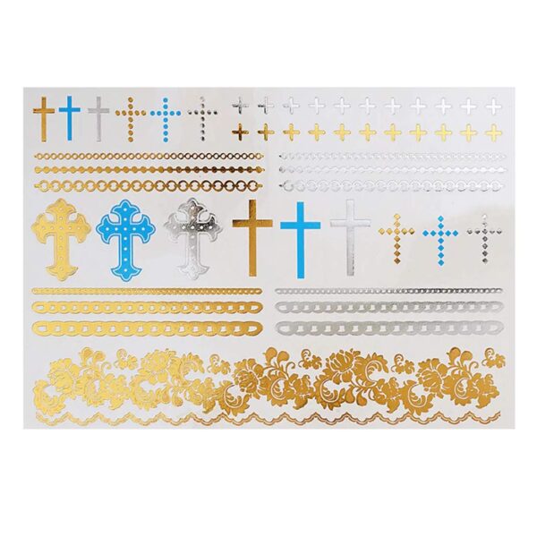 S.A.V.I 3D Temporary Tattoo Golden and Silver Metallic Sticker With God Om Letter Tree Design Size 21x15cm - 1pc. (35), Gold, 22 g