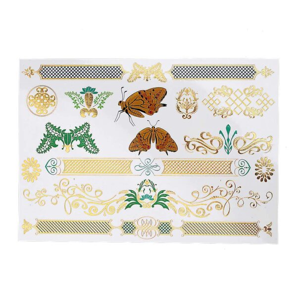 S.A.V.I 3D Temporary Tattoo Golden and Silver Metallic Sticker Big Butterfly Hair Tattoo Decoration Design Size 21x15cm - 1pc. (97), Gold, 2 g