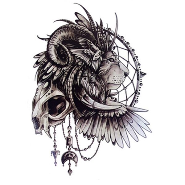 S.A.V.I Temporary Tattoo For Girls Men Women 3D Big Lion Face Sticker Size 21x15CM - 1PC.