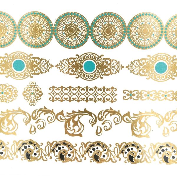 S.A.V.I Metallic Temporary Tattoos Golden Silver Color Ancient For Women Girls Size-19x15cm- 1PC.