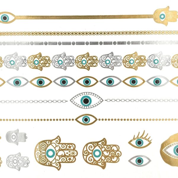 S.A.V.I Metallic Temporary Tattoos Golden Silver Color Ancient For Women Girls Size-19x15cm- 1PC.