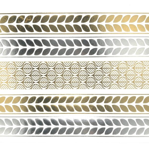 S.A.V.I 3D Temporary Tattoo Golden And Silver Metallic Sticker Bow Flower Hearts Design Size 21x15CM - 1PC. (3)