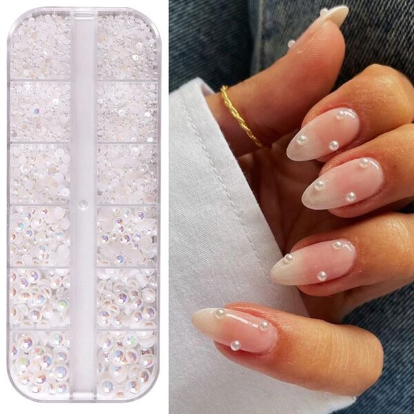 S.A.V.I 3D White AB Pearl Accessories - Flat-back, Iridescent Shine, for Crafts & Decor