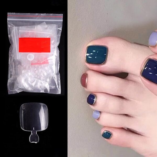 S.A.V.I Transparent Toe Nails - 500 PC Set, Full Coverage, Short Length, DIY Pedicure Fake Nails for Women & Girls