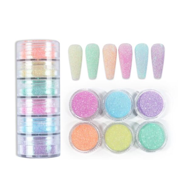 S.A.V.I Woolen Winter Sugar Glitter - 6 Jars DIY Nail Accessories Set, Seasonal Sparkle