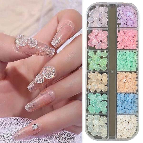 S.A.V.I 3D Nail Art Roses & Five-Petal Flowers, DIY Multicolor Decor Kit