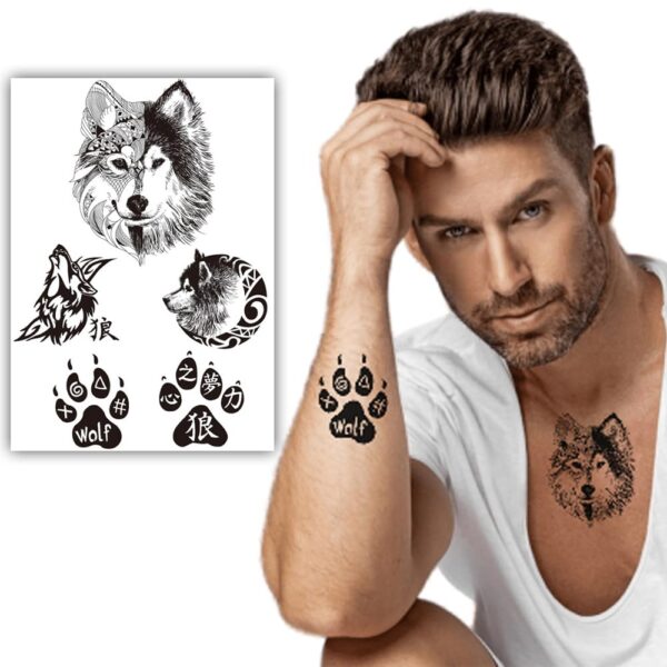 S.A.V.I Wolf & Paw Temporary Tattoos - Waterproof, Long-Lasting, Skin-Safe for Parties & Fashion
