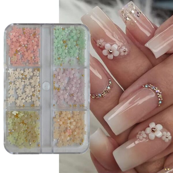 S.A.V.I 3D Five-Petal Color Changing Flower Nail Decoration 6-Grid Palette with Pearl Metal Beads - DIY Professional Nail Art Accessories for Manicure & Pedicure Online at Low Prices in India - Amazon.in