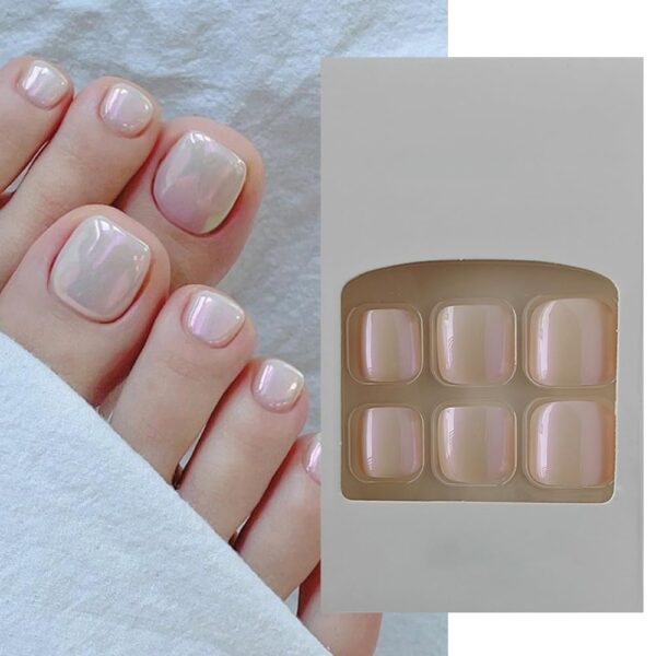 S.A.V.I 24 PCs Reusable Aurora Effect Press-on Fake Toe Nails - Short Natural Shape, DIY Pedicure, Long-Lasting, Easy Application, Perfect for Any Occasion Online at Low Prices in India