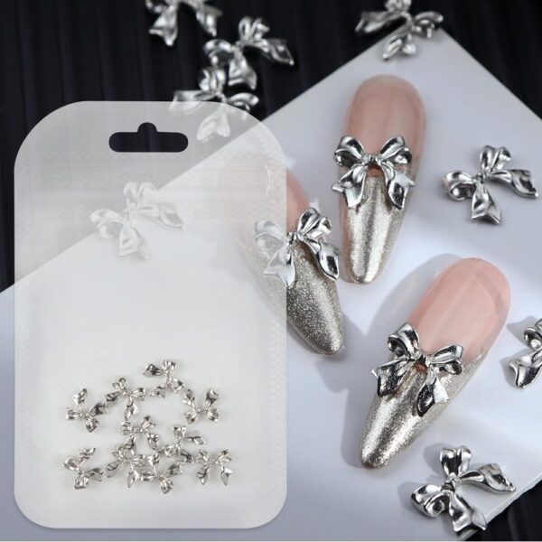 S.A.V.I 3D Bowknot Nail Charms - 10 Pcs Silver Bow Nail Art Decorations | Elegant DIY Manicure Accessories | Metallic Nail Decor for Salon & Home Use | Stylish Nail Accessories for Stunning Nails  Amazon.in Beauty