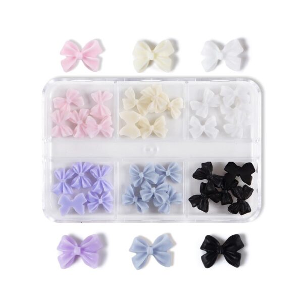 S.A.V.I 3D Bowknot Nail Art Accessories - 30 Pcs Colorful Bow Decorations | Multi-Color Pastel & Black Bows for DIY Nail Design | Manicure Accessories for Women & Girls | Stylish Nail Decor Set