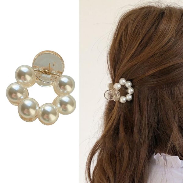 S.A.V.I Pearl Hair Clip for Women & Girls – Small Round Hair Claw with Stylish Pearl Design, Perfect for Casual Wear, Hair Accessories, Strong Hold (Off-White)