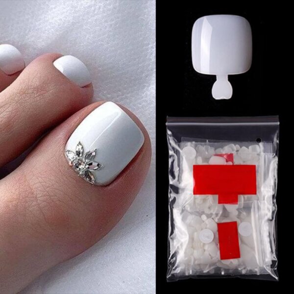 S.A.V.I 500 Pcs White Fake Toe Nails – Short Natural Shape, 10 Sizes – DIY Pedicure Artificial Toenails for Nail Art, Extensions & Manicure – Durable, Easy to Apply, Salon-Quality False Nails for Women & Girls