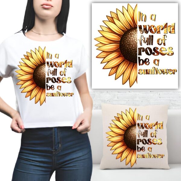 S.A.V.I 1PC Sunflower Iron-On Applique Patch | 8x8.5 Inch Washable Heat Transfer Sticker for DIY T-Shirts, Hoodies, Backpacks, Pillows | No-Steam Iron Design | Golden Yellow for Clothing & Canvas