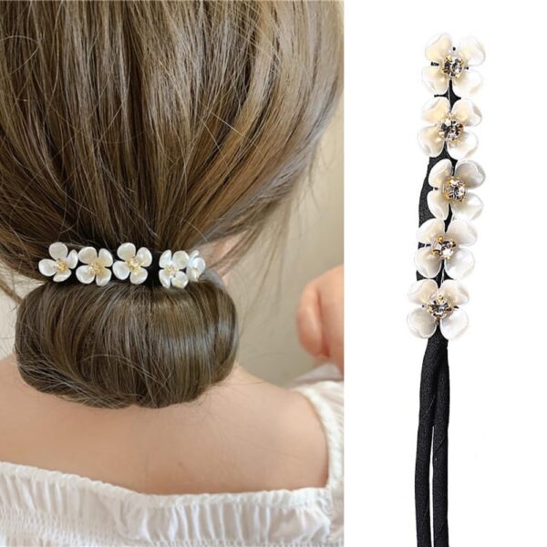 S.A.V.I 1 Pc Shell Flower Hair Curler Clip | Elegant White Floral Hair Accessory for Women & Girls | Stylish Hair Bun Maker & Easy-to-Use Styling Tool