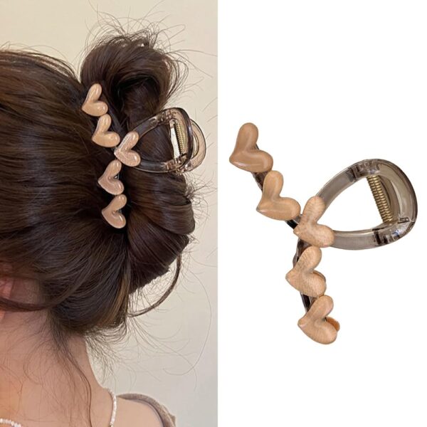 S.A.V.I Beige Heart Design Hair Clip - 9cm Large Hair Claw for Women & Girls | Stylish, Durable & Perfect for Thick Hair | Everyday Use Trendy Hair Accessory | Chic & Secure Hold