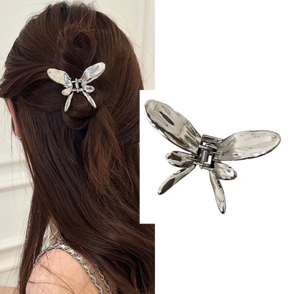 S.A.V.I 1pc Elegant Metal Silver Butterfly Hair Clutch – Durable & Stylish Hair Clip for Women & Girls | Trendy Hair Accessory for Party, Wedding & Casual Wear | Hair Styling Clip