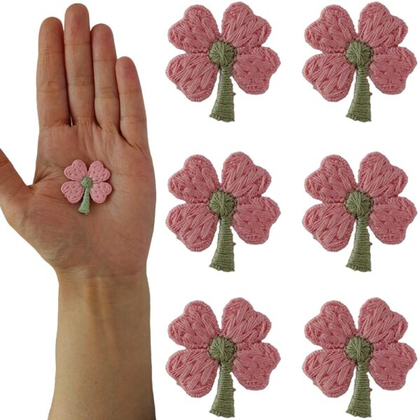 S.A.V.I Floral Embroidered Appliqué Patches, Sew-On, Non-Adhesive, Pack of 6, DIY for Clothes, Dresses, Blouses, Scarves, Hats, Bags, Jackets, Skirts, T-Shirts, Sweaters, Tank Tops (Pink)
