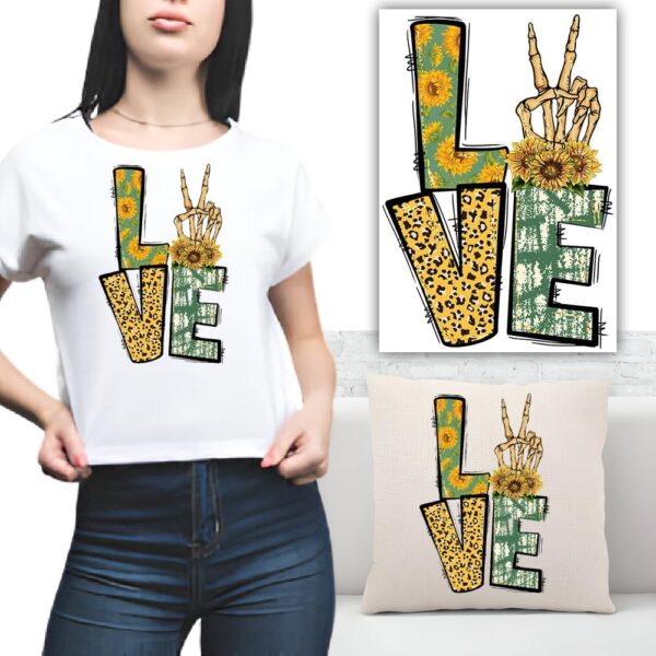 S.A.V.I Trendy Love Design Iron-On Patch | 1PC Washable Heat Transfer Sticker for DIY T-Shirts, Hoodies, Jeans, Bags & Pillows | Vibrant Leopard & Floral Applique for Stylish Customization