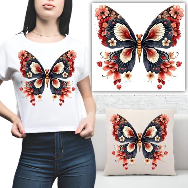 S.A.V.I 1PC Butterfly Flower Iron-On Applique Patch – 8-8.5in Stylish Floral Design – Washable Heat Transfer Sticker for DIY T-Shirts, Hoodies, Jeans, Backpacks, Pillows – Easy Application & Durable