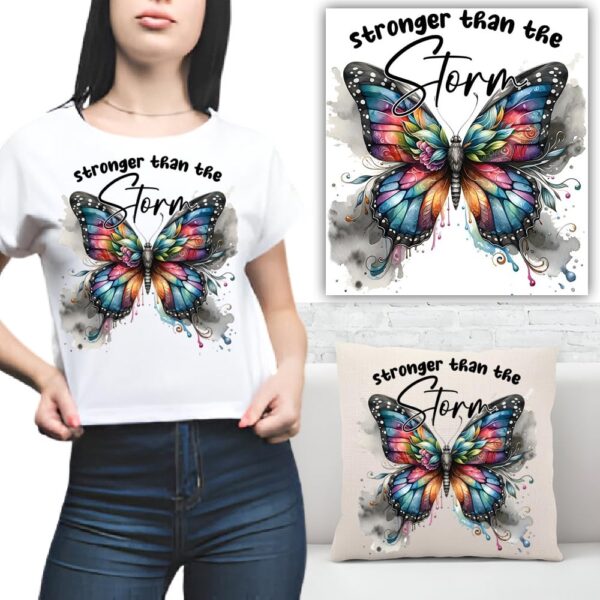 S.A.V.I 1PC Butterfly Iron-On Applique Patch | Heat Transfer Sticker for DIY T-Shirts, Hoodies, Jeans, Bags & Pillow Covers | Vibrant Multi-Color Design | 8.5x7 Inch | Washable Fabric Decal for Clothing