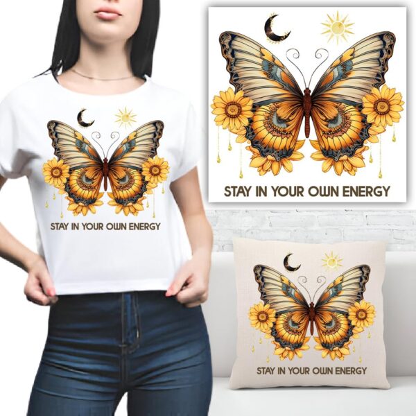 S.A.V.I 1PC Butterfly Sunflower Iron-On Applique Patch for DIY T-Shirts, Hoodies, Jeans, Bags & Pillows – Washable Heat Transfer Sticker for Clothing & Accessories (Durable & Easy to Use)