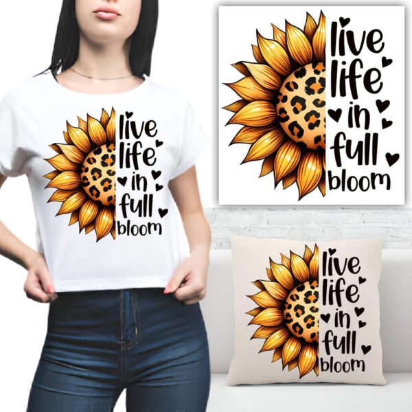 S.A.V.I 1PC Sunflower Leopard Print Iron-On Patch - 8.5x7 Inch | DIY Heat Transfer Sticker for T-Shirts, Hoodies, Backpacks & Pillows | Washable, Vibrant Design | Easy Apparel Customization