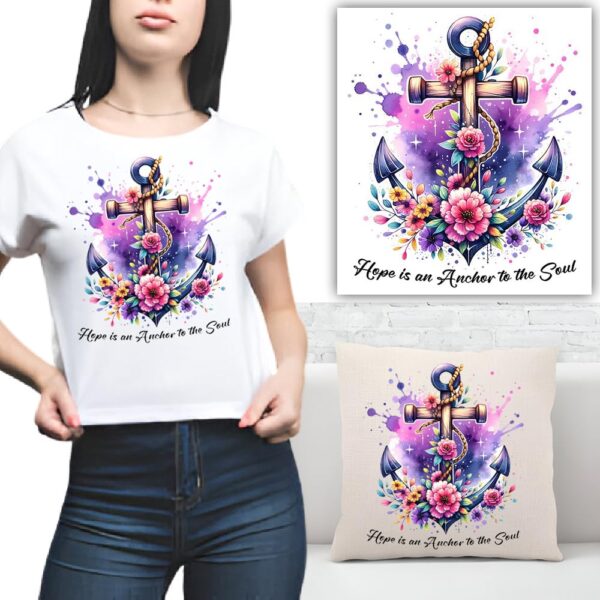 S.A.V.I - Floral Anchor Applique Patch, Washable Iron-On Heat Transfer Sticker for DIY T-Shirts, Jeans, Backpacks, Pillows | Vibrant Waterproof Design (7x8.5 in) for Custom Clothing & Home Decor