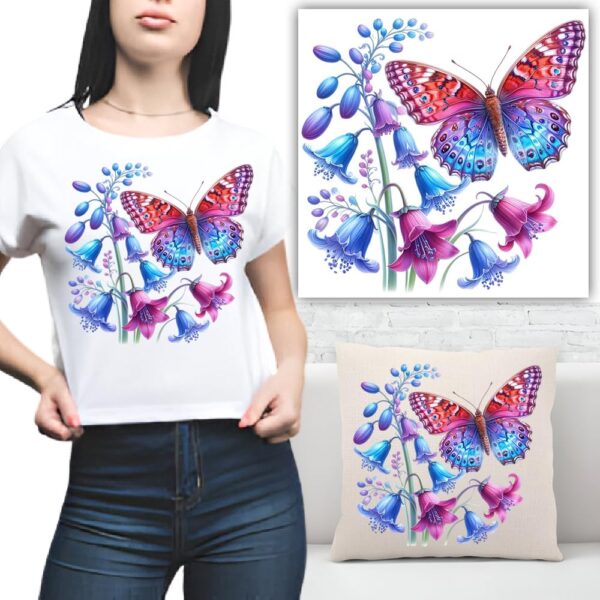 S.A.V.I Butterfly Floral Iron-On Patch – Large 8.5x7 Inch Washable Heat Transfer Sticker for T-Shirts, Hoodies, Denim, Pillows & More – Multicolor Applique for Clothes, Bags, Accessories – Easy DIY Use