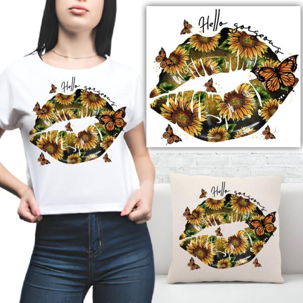 S.A.V.I Beautiful Sunflower & Butterfly Iron-On Patch, 7.5x8 inch - Easy DIY Heat Transfer Applique for T-Shirts, Hoodies, Jeans, Bags, and Pillows | Washable Sticker for Clothing, Quick Application - 1PC