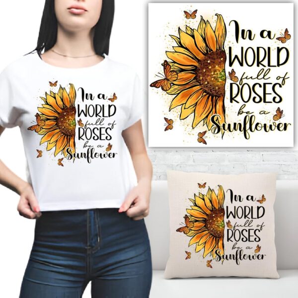 S.A.V.I Sunflower Design Iron-On Applique Patch for T-Shirts, Hoodies, Jeans, Pillows | 8.5 x 8 Inch Washable Heat Transfer Sticker for DIY Crafting, Fashion, Home Décor | Easy Heat Press Transfer, 1 PC