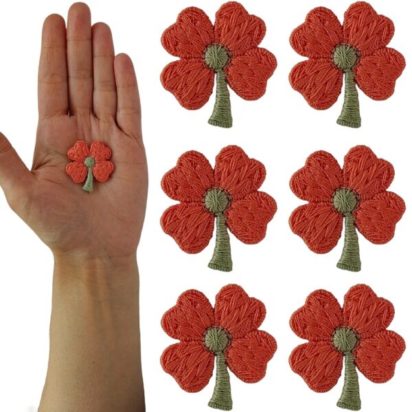 S.A.V.I Floral Embroidered Appliqué Patches, Sew-On, Non-Adhesive, Pack of 6, DIY for Clothes, Dresses, Blouses, Scarves, Hats, Bags, Jackets, Skirts, T-Shirts, Sweaters, Tank Tops (Red-orange)