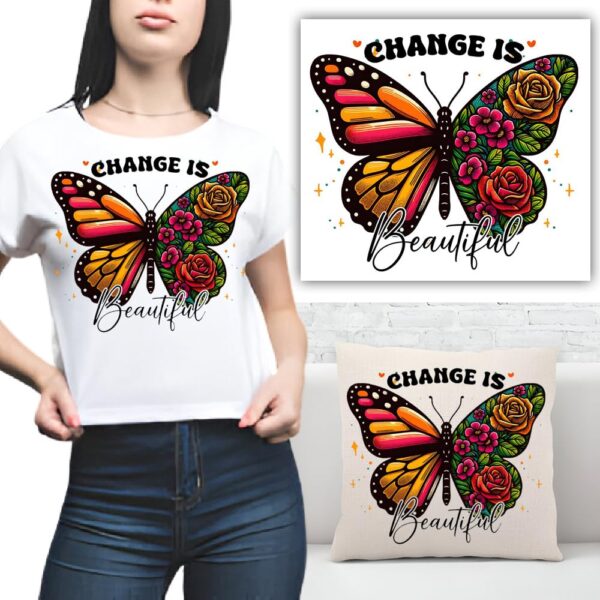 S.A.V.I Butterfly Iron-On Patch 8.5x7 Inch | Heat Transfer Sticker for DIY T-Shirts, Hoodies, Jeans, Backpacks | Vibrant Floral Design | Washable Applique for Clothes & Accessories - Easy to Apply (1PC)